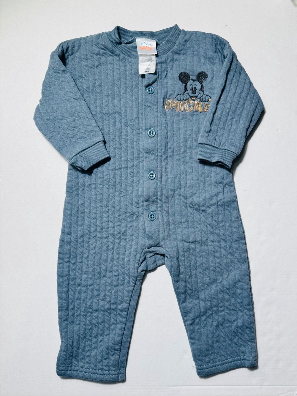 Disney Baby Quilted Romper – Mickey Mouse – Size 3-6M – Soft Blue